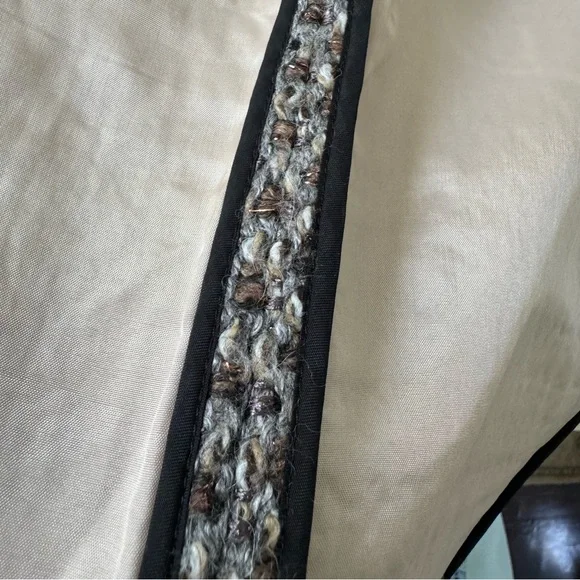 J.CREW metallic tweed & faux leather snap front blazer jacket tan cream black